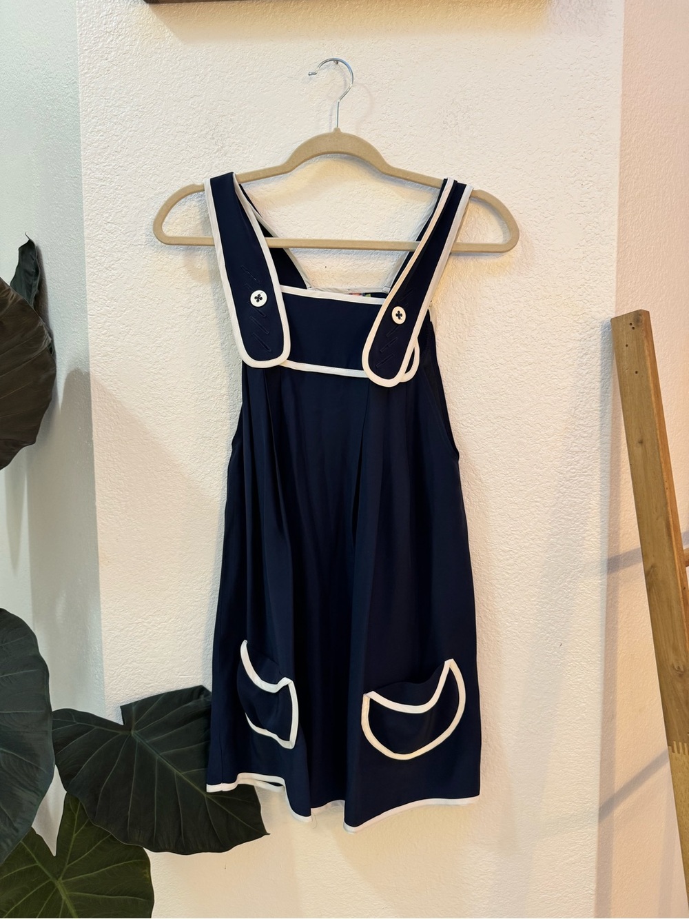 Petro Zillia Navy and White Sailor Mini Dress Y2K Babydoll Silk Dress